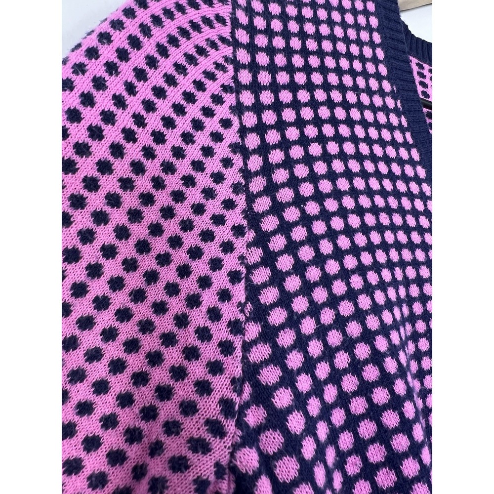 Isaac Mizrahi for Target Pink Navy Dot Henley Sweater M 3/4 Sleeve - Picture 3 of 14